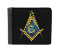 VZXATYOP Monedero Corto Bifold Negro Masónico 3D, Billetero Pequeño Duradero Ligero Vintage, Cartera para Crédito Tarjetas de Crédito Dinero Suelto (Color : A25, Size : 12x10cm)