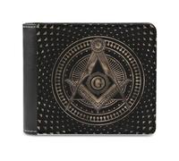 VZXATYOP Monedero Corto Bifold Negro Masónico 3D, Billetero Pequeño Duradero Ligero Vintage, Cartera para Crédito Tarjetas de Crédito Dinero Suelto (Color : A10, Size : 14.7x9.8 cm)