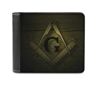 VZXATYOP Monedero Corto Bifold Negro Masónico 3D, Billetero Pequeño Duradero Ligero Vintage, Cartera para Crédito Tarjetas de Crédito Dinero Suelto (Color : A32, Size : 12x10cm)