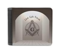 VZXATYOP Monedero Corto Bifold Negro Masónico 3D, Billetero Pequeño Duradero Ligero Vintage, Cartera para Crédito Tarjetas de Crédito Dinero Suelto (Color : A9, Size : 12x10cm)