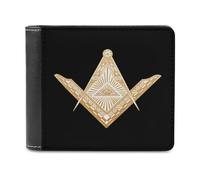 VZXATYOP Monedero Corto Bifold Negro Masónico 3D, Billetero Pequeño Duradero Ligero Vintage, Cartera para Crédito Tarjetas de Crédito Dinero Suelto (Color : A24, Size : 12x10cm)