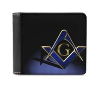 VZXATYOP Monedero Corto Bifold Negro Masónico 3D, Billetero Pequeño Duradero Ligero Vintage, Cartera para Crédito Tarjetas de Crédito Dinero Suelto (Color : A13, Size : 12x10cm)