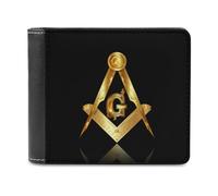 VZXATYOP Monedero Corto Bifold Negro Masónico 3D, Billetero Pequeño Duradero Ligero Vintage, Cartera para Crédito Tarjetas de Crédito Dinero Suelto (Color : A14, Size : 14.7x9.8 cm)
