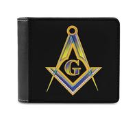 VZXATYOP Monedero Corto Bifold Negro Masónico 3D, Billetero Pequeño Duradero Ligero Vintage, Cartera para Crédito Tarjetas de Crédito Dinero Suelto (Color : A26, Size : 14.7x9.8 cm)