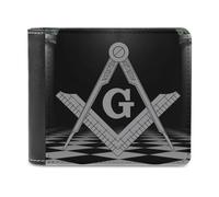 VZXATYOP Monedero Corto Bifold Negro Masónico 3D, Billetero Pequeño Duradero Ligero Vintage, Cartera para Crédito Tarjetas de Crédito Dinero Suelto (Color : A7, Size : 12x10cm)