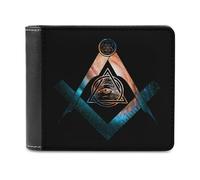 VZXATYOP Monedero Corto Bifold Negro Masónico 3D, Billetero Pequeño Duradero Ligero Vintage, Cartera para Crédito Tarjetas de Crédito Dinero Suelto (Color : A21, Size : 12x10cm)