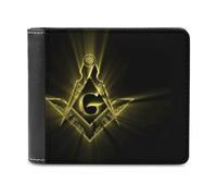 VZXATYOP Monedero Corto Bifold Negro Masónico 3D, Billetero Pequeño Duradero Ligero Vintage, Cartera para Crédito Tarjetas de Crédito Dinero Suelto (Color : A20, Size : 14.7x9.8 cm)