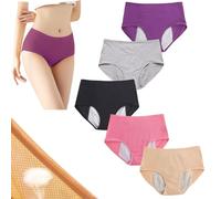 VZXATYOP Ropa Interior Antifugas For Mujer: Bragas Absorbentes De Cintura Alta For Pérdidas Leves De Orina Entrepierna De Algodón Suave Y Transpirables(5pcs-a,XX-Large)