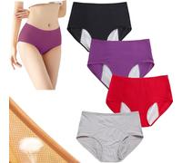VZXATYOP Ropa Interior Antifugas For Mujer: Bragas Absorbentes De Cintura Alta For Pérdidas Leves De Orina Entrepierna De Algodón Suave Y Transpirables(4 Pcs E,3X-Large)