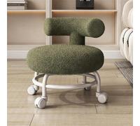 VZXATYOP Silla Baja con Respaldo Y Ruedas Silla Pequeña con Ruedas Y Tapizada En Lana De Oveja Silla Baja(Green)