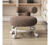 VZXATYOP Silla Baja con Respaldo Y Ruedas Silla Pequeña con Ruedas Y Tapizada En Lana De Oveja Silla Baja(Brown1)