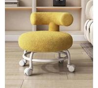 VZXATYOP Silla Baja con Respaldo Y Ruedas Silla Pequeña con Ruedas Y Tapizada En Lana De Oveja Silla Baja(Yellow)