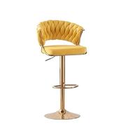 VZXATYOP Taburete De Bar Moderno Minimalista De Terciopelo con Giro De 360° Altura Ajustable Asiento Giratorio For Isla De Cocina Respaldo Y Reposapiés Tejidos(Yellow,4pcs)