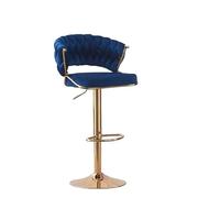 VZXATYOP Taburete De Bar Moderno Minimalista De Terciopelo con Giro De 360° Altura Ajustable Asiento Giratorio For Isla De Cocina Respaldo Y Reposapiés Tejidos(Blue,6pcs)