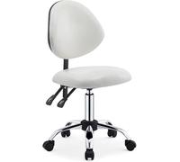 VZXATYOP Taburete de Silla de Montar for higienista Dental Silla de Montar Profesional Taburete con Ruedas ergonómico con Ruedas Silla con Respaldo con inclinación(White)