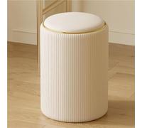 VZXATYOP Taburetes De Piel Otomanas Redondas con Espacio De Almacenamiento Taburete Moderno For Cambiarse Los Zapatos Reposapiés Pequeño For Dormitorio Sala De Estar O Entrada(White)