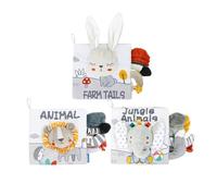 VZZCGJVT 3 Piezas de Libros de Tela Montessori para educación temprana del bebé, Libros 3D en Blanco y Negro de Alto Contraste