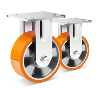 W B D WEIBIDA 125mm Ruedas para Muebles Fijo Carga de 450KG por Unidad, Ruedas Fijo Grandes con Núcleo de Aluminio, Ruedas de Poliuretano Duradera, Industria, Interiores y Exteriores, Juego de 2
