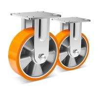 W B D WEIBIDA 150mm Ruedas para Muebles Fijo Carga de 570KG por Unidad, Ruedas con Núcleo de Aluminio, Ruedas Fijo Pesados de Poliuretano Duradera, Industria, Interiores y Exteriores, Juego de 2