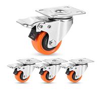 W B D WEIBIDA 50mm Ruedas para Muebles con 4 Doble Freno, Silencioso&Duradero Ruedas Giratorias Pequeñas Poliuretano Carga de 270KG, Ruedas para Muebles Pesados, Carros, Carretillas, Muebles, Set de 4
