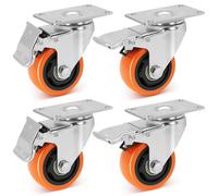 W B D WEIBIDA 75mm Ruedas para Mover Muebles con 4 Doble Freno, Silencioso&Duradero Ruedas Pesados Poliuretano Carga de 450KG, Ruedas para Muebles, Mesa de Café, Estanterías,Cajas de Juguetes,Set de 4