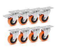 W B D WEIBIDA 75mm Ruedas para Muebles Pesados, 112KG por Unidad，4 con Doble Freno, Flexible y Duradero Ruedas Giratorias Pequeñas Poliuretano, Ruedas para carritos, Armarios, Taller, Set de 8