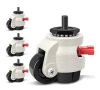 W B D WEIBIDA Ruedas giratorias de vástago de nivelación con brazo de trinquete mejorado, ruedas de vástago de rosca M12-1.75 x 25 mm, juego de 4 ruedas retráctiles resistentes, base de goma duradera