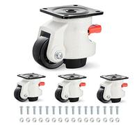 W B D WEIBIDA Ruedas para Muebles Pesados con Diseño de Palanca de Carraca Ajustable, Ruedas Giratorias de 360 Grados, Ruedas para Bancos de Trabajo, Equipamiento, MAX 1500kg, Set de 4,Altura 10-11 cm