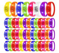 W.Balonma 100 pulseras LED para fiestas a granel, 3 modos de iluminación, pulseras LED que brillan en la oscuridad, recuerdos de fiesta, pulsera LED brillante para eventos de conciertos (100, mezcla