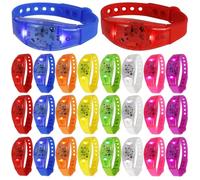 W.Balonma 24 pulseras LED activadas por sonido para fiestas, pulseras ajustables con luz a granel hasta música, pulseras LED brillantes para fiestas, conciertos y eventos (24, 8 colores mezclados)