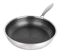 W&H Sartén de acero inoxidable de 28 cm, con estructura de panal, antiadherente, mango extraíble, apta para todo tipo de fuegos
