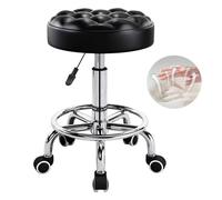 W&H Taburete con Ruedas Regulable en Altura 44-56cm, Giratorio 360° para Oficina, Salón y Spa - Soporte Hasta 150kg