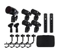 W IN-MIX Kit de micrófono dinámico de batería con cable de 7 piezas (metal entero) - Micrófono para bajo, Tom/Snare y platillos para batería, vocal, otros instrumentos completo con clip de rosca,