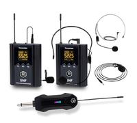 W IN-MIX Sistema de micrófono inalámbrico UHF, juego de micrófono inalámbrico portátil con auriculares, lavalier, transmisor de cinturón para karaoke, iglesia y fiesta (2)