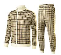 W JIANWANG Chándal casual de manga larga para hombre, conjunto de sudadera de 2 piezas, 2101-amarillo, Large