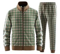 W JIANWANG Chándal Hombre Completo, 2 Piezas para Entrenamiento Casual y Deportes, Chaqueta y Pantalón, Ropa de Sport para Correr, Hacer Ejercicio y Actividades al Aire Libre Verde JW-2601-L