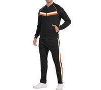 W JIANWANG Chándal Hombre Completo, 2 Piezas para Entrenamiento Casual y Deportes, Chaqueta y Pantalón, Ropa de Sport para Correr, Hacer Ejercicio y Actividades al Aire Libre Negro JW-254-XL