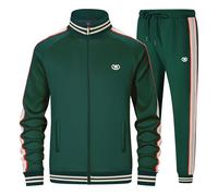 W JIANWANG Chándal para hombre Chándal de jogging Traje deportivo Chándales 2 Piezas Casual Atlético Jogging, verde oscuro, M