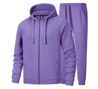 W JIANWANG Chándal para hombre con capucha de algodón, chándal de jogging para hombre atlético, cómodo, morado, XXL