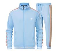 W JIANWANG Chándal para hombre - Conjunto deportivo - 2 piezas - Estilo casual - Jogging atlético, azul, XL