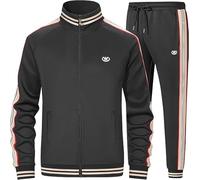 W JIANWANG Chándal para hombre Jogginganzug Sportanzug Tracksuits 2 Piezas Deportivas Casuales, Negro , L