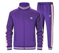 W JIANWANG Chándal para hombre Jogginganzug Trainingsanzug Sportanzug Tracksuits 2 Piezas Deportivas Casuales, morado, XL