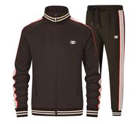 W JIANWANG Chándal para hombre Jogginganzug Traje deportivo Tracksuits 2 piezas Estilo casual atlético para correr, marrón café, XL