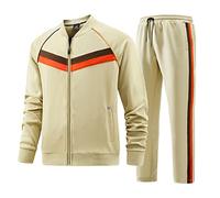 W JIANWANG Conjunto de entrenamiento y chándal para hombre - Traje deportivo para hombres con mangas largas y cremallera, pantalones deportivos de fitness, L