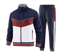 W JIANWANG Conjunto de entrenamiento y chándal para hombre - Traje deportivo para hombres con mangas largas y cremallera, pantalones deportivos de fitness, M