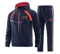 W JIANWANG Conjunto de entrenamiento y chándal para hombre - Traje deportivo para hombres con mangas largas y cremallera, pantalones deportivos de fitness, M