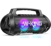 W-KING Altavoz Bluetooth Portátil 120W, IPX6 Resistente al Agua Altavoz Inalámbrico Exterior con 4 Altavoces y 70W Graves Potentes, 110dB/42H/RGB/EQ/BT5.4, Boombox Verano para Camping/Fiesta/Barbacoa