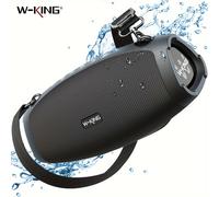 W-KING Altavoz Bluetooth portátil resistente al agua de 70W, subwoofer Boombox inalámbrico para exteriores, radiadores pasivos triples, graves profundos Negro