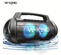 Altavoz Portátil Bluetooth W-KING D10MIC de 70W RMS, Inalámbrico, Resistente al Agua IPX6, con Subwoofer/Reforzamiento de Bajos Negro