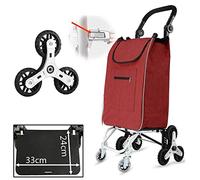 W-life Carrito De Compras De 8 Ruedas con Diseño De Asiento Plegable Carro para Subir Escaleras con Gran Capacidad, L45 * W39 * H95cm (Color : Red)